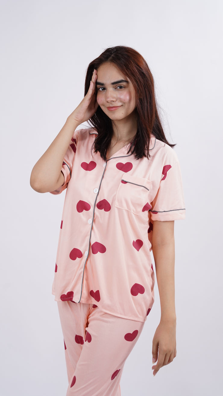 Pink Heart Lounge Wear