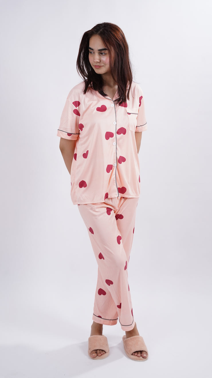 Pink Heart Lounge Wear