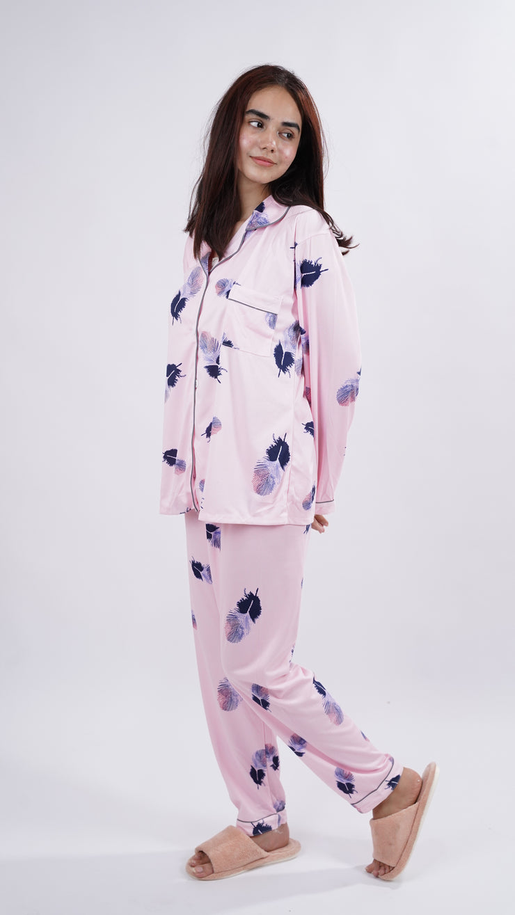 Light Pink Floral Lounge Wear