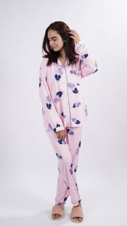 Light Pink Floral Lounge Wear