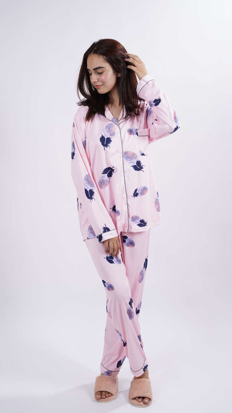 Light Pink Floral Lounge Wear